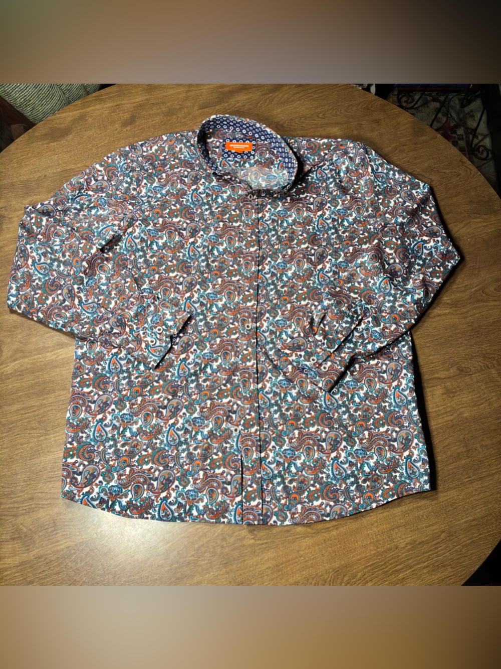 Johnson & Murphy Performance Paisley Floral Stretch Shirt Mens XL Button Up J&M